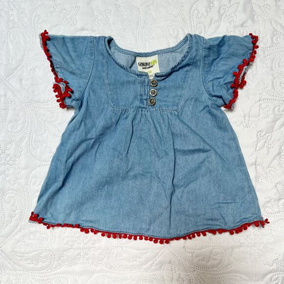Genuine Kids Chambray Pom Shirt 12m - Picture 2 of 4